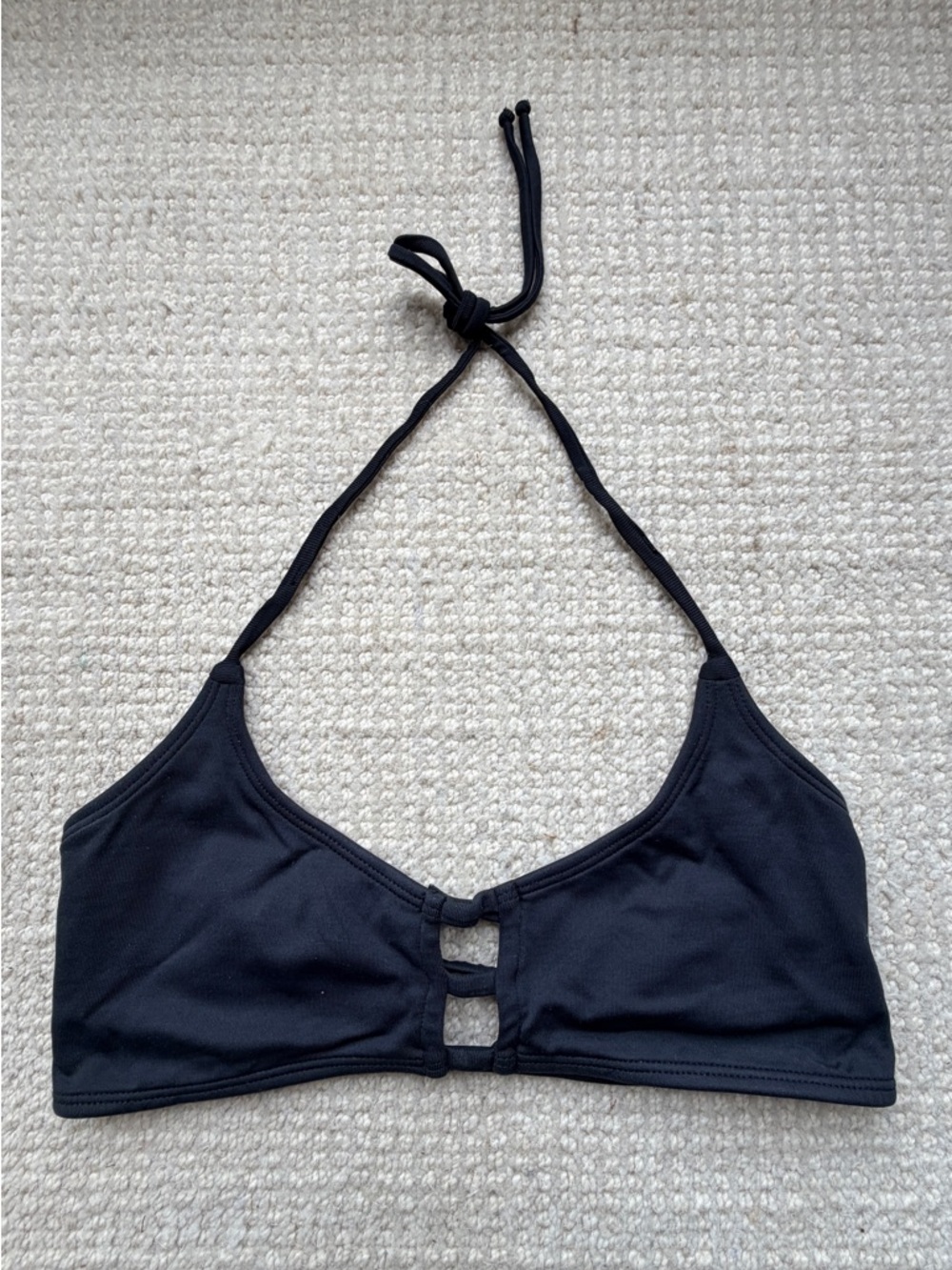 Midori Bikinis Black Halter Bikini Top with Front Detail